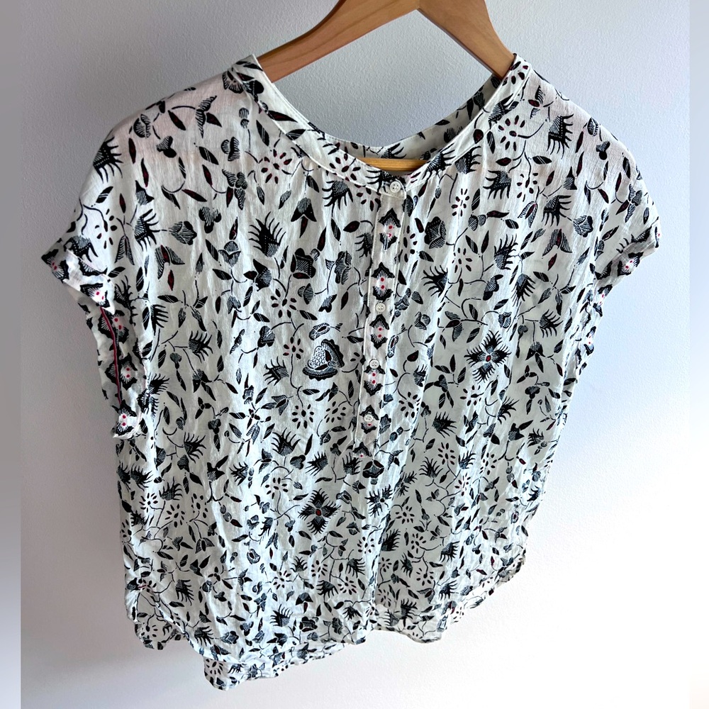 Xirena Trina Floral Blouse Top in white S